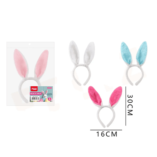 Cintillo orejas conejo colores 16x30 cm