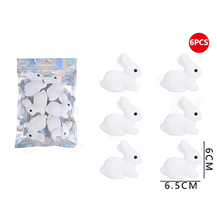 Conejitos pascua blanco 6,5x6 cm 6 pcs