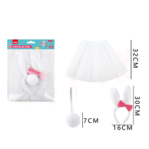 Set disfraz coneja con tutu blanco 3 pcs