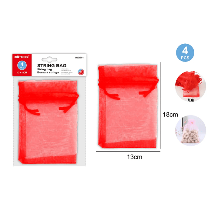 Bolsa Organza Rojo 13*18cm 4pcs 1