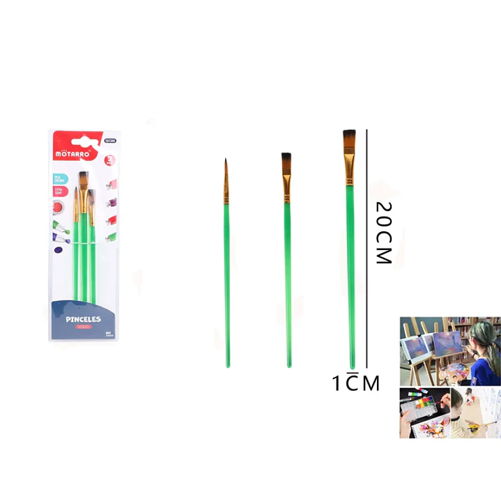 Pinceles 3 formas 20cm 3pcs 1