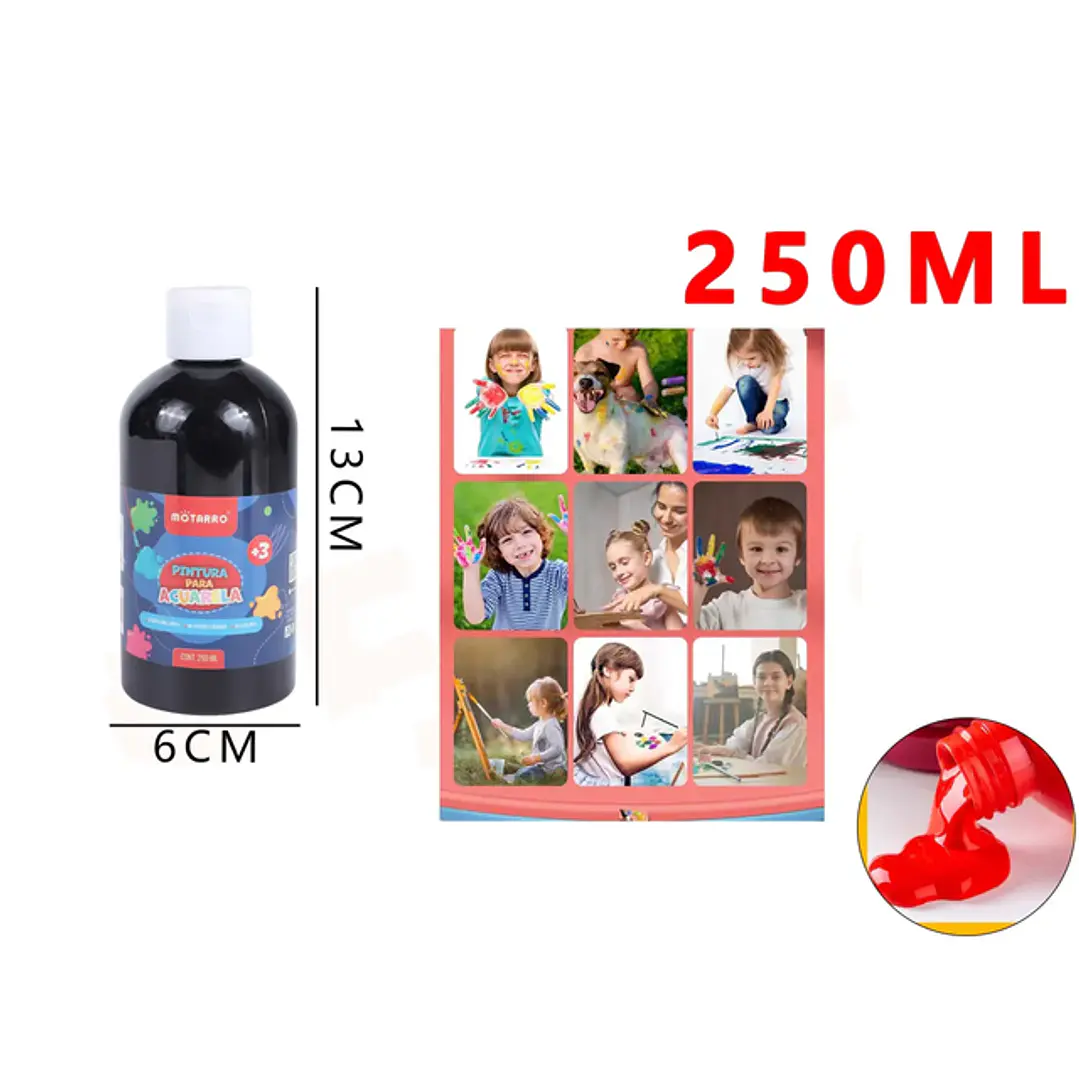 Pintura para Acuarela Negro 13x6cm 250Ml 1