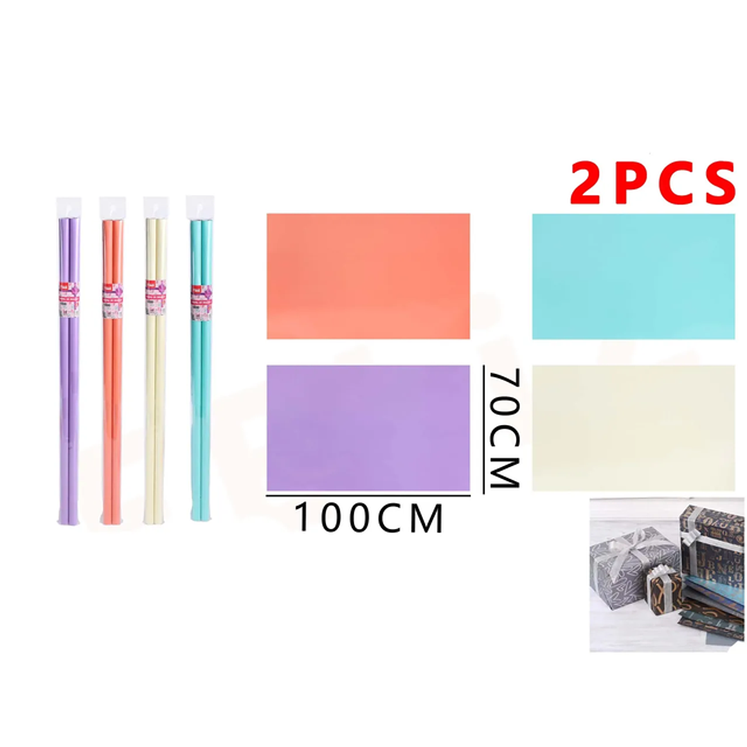 Papel de Regalo unicolor pasteles 100*70cm 2pcs 1