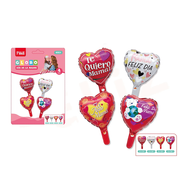 Set globos Día de La Madre con 4 diseños 4pcs 1