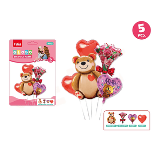 Set globos Día de La Madre con osito 5pcs