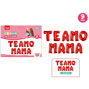 Set globos Feliz día Mamá Rojo mayúscula 9pcs