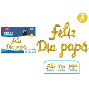 Set globos Feliz día papá dorado 3pcs