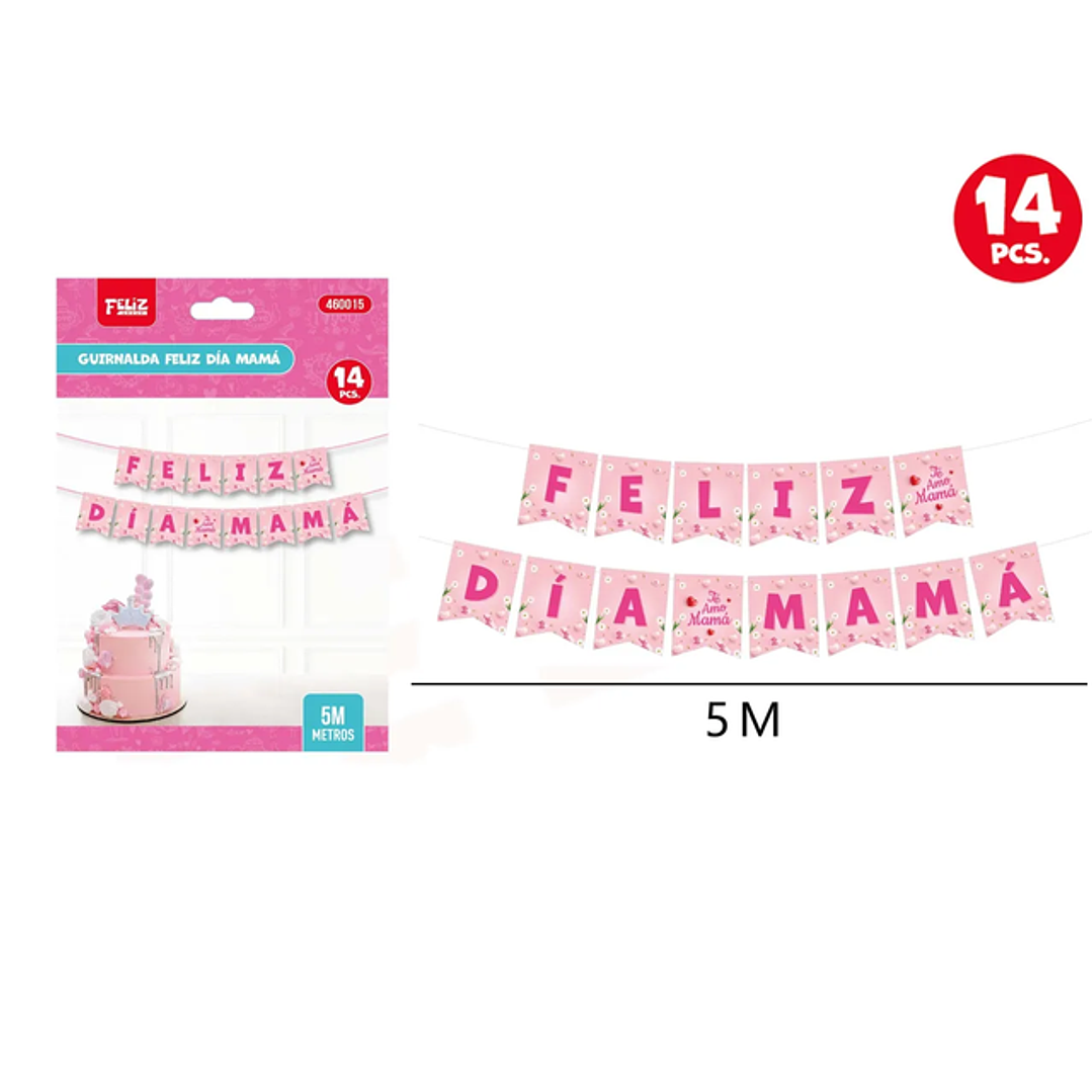 Guirnalda Feliz Día Mamá 5M 14pcs 1