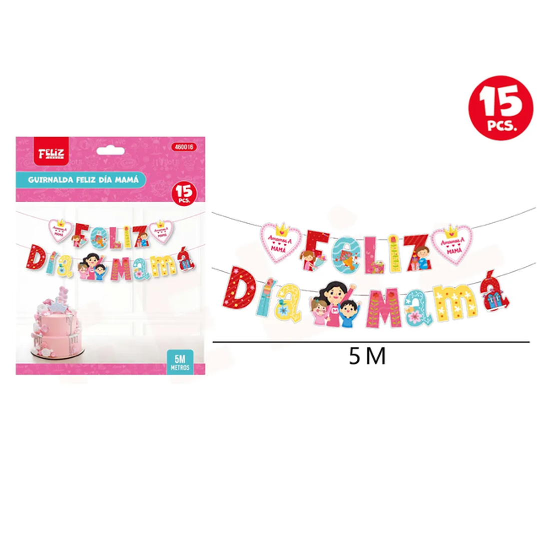 Guirnalda Feliz Día Mamá 5M 15pcs 1