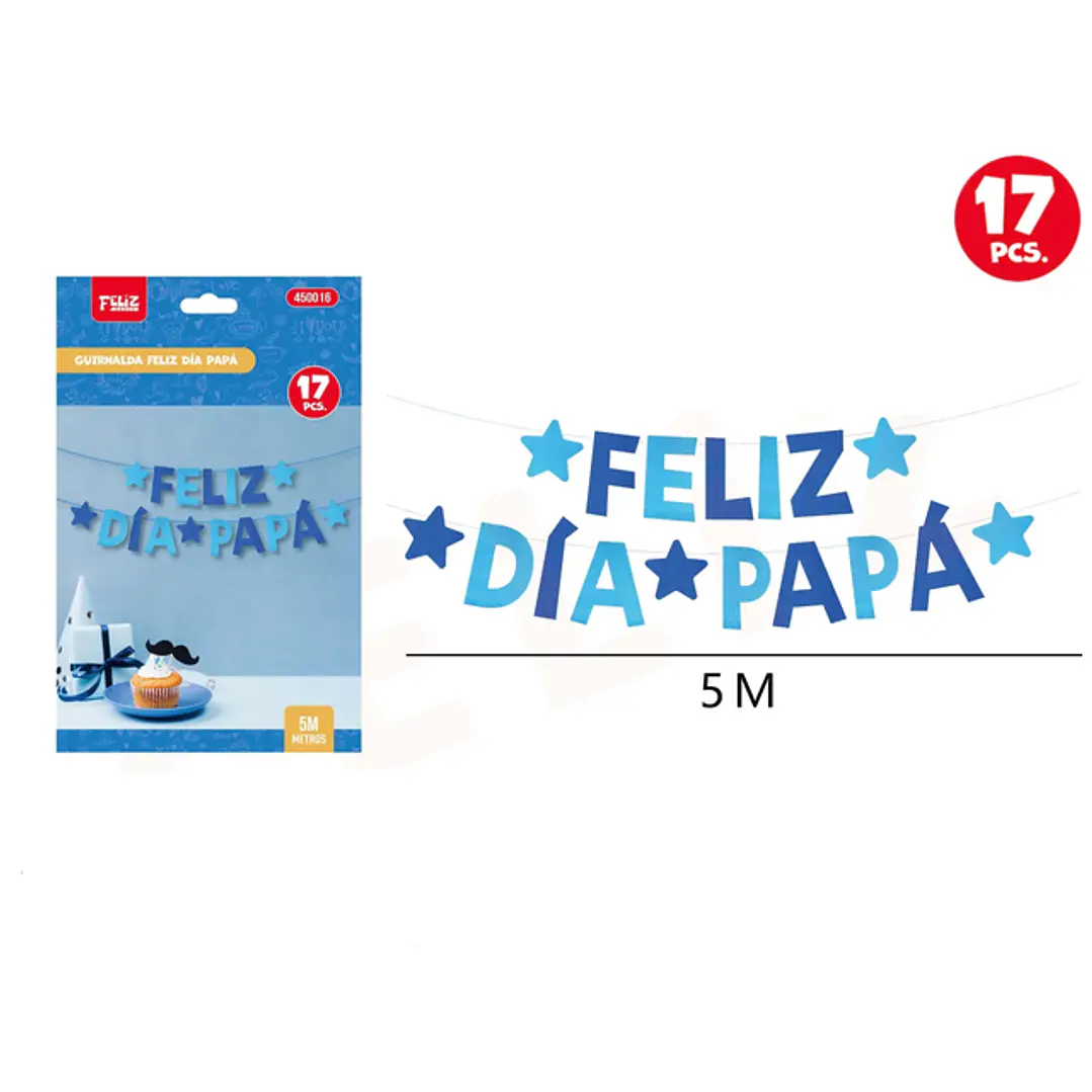 Guirnalda Feliz Día Papá 5M 17pcs 1
