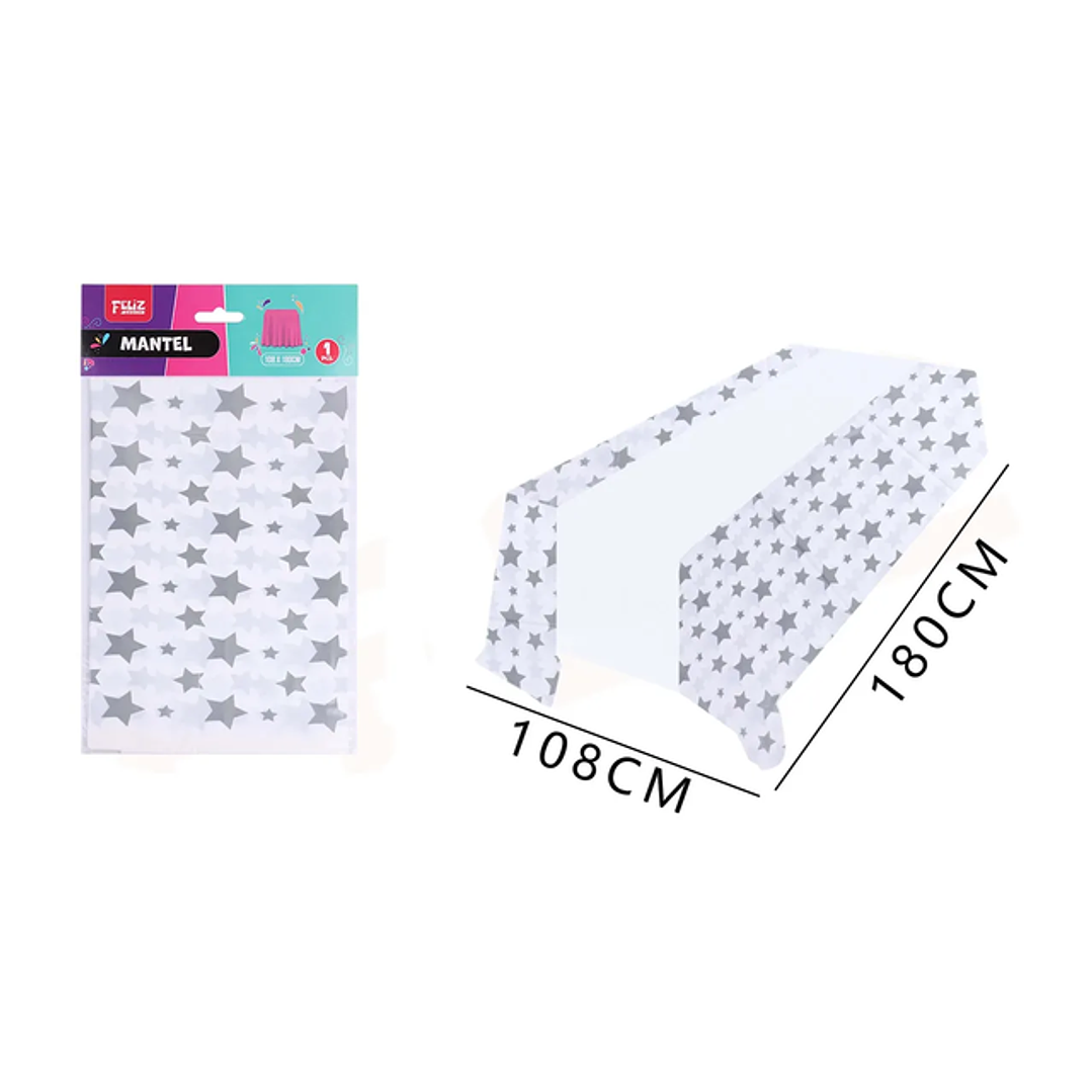 Mantel estrella plateada 108x180cm 1