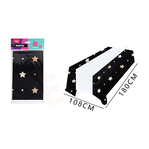 Mantel negro estrella dorado 108x180cm