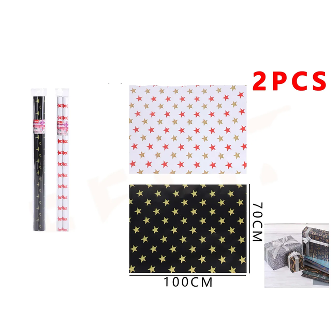 Papel de Regalo estrellas 100*70cm 2pcs 1