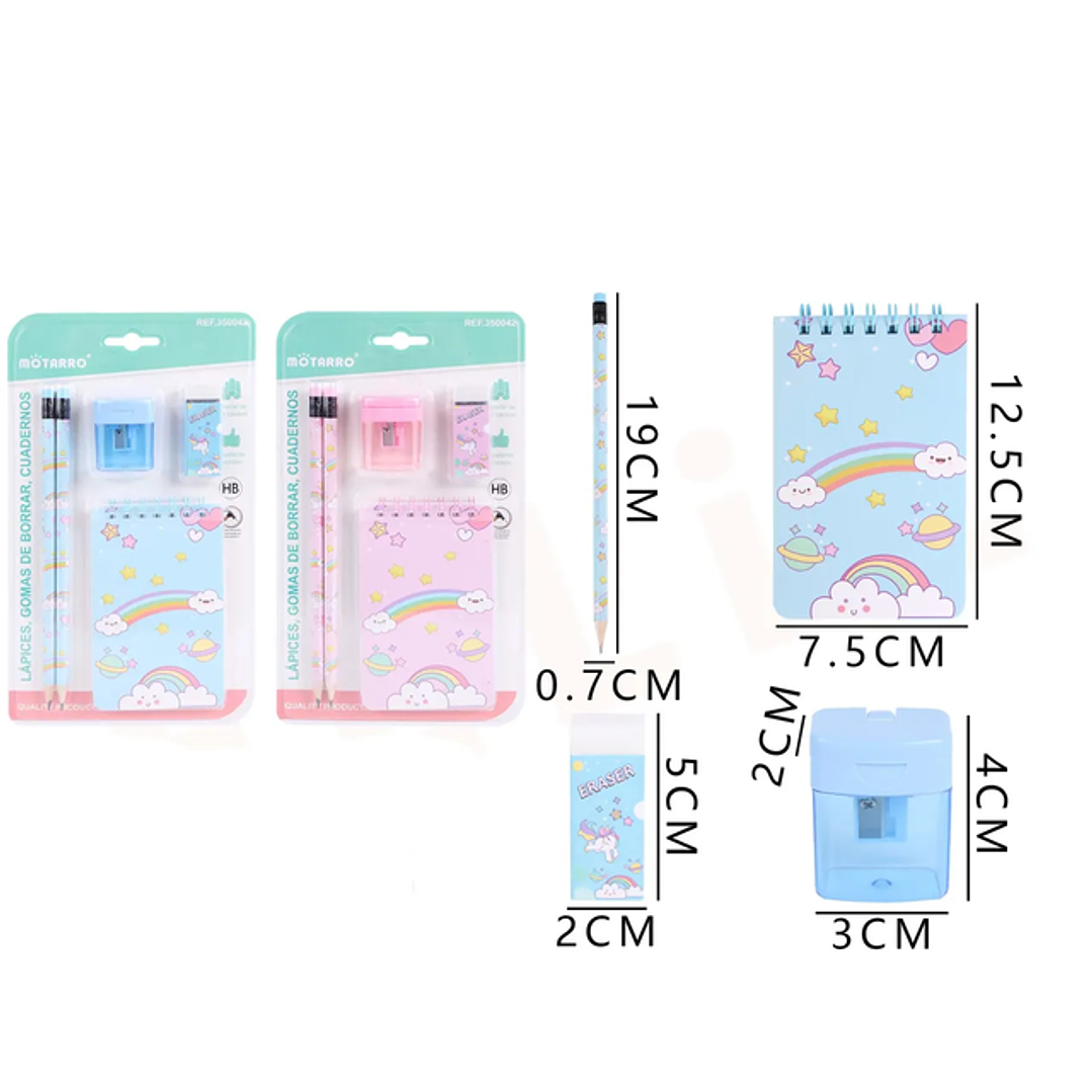 Set de Papeleria arcoiris 5pcs 1