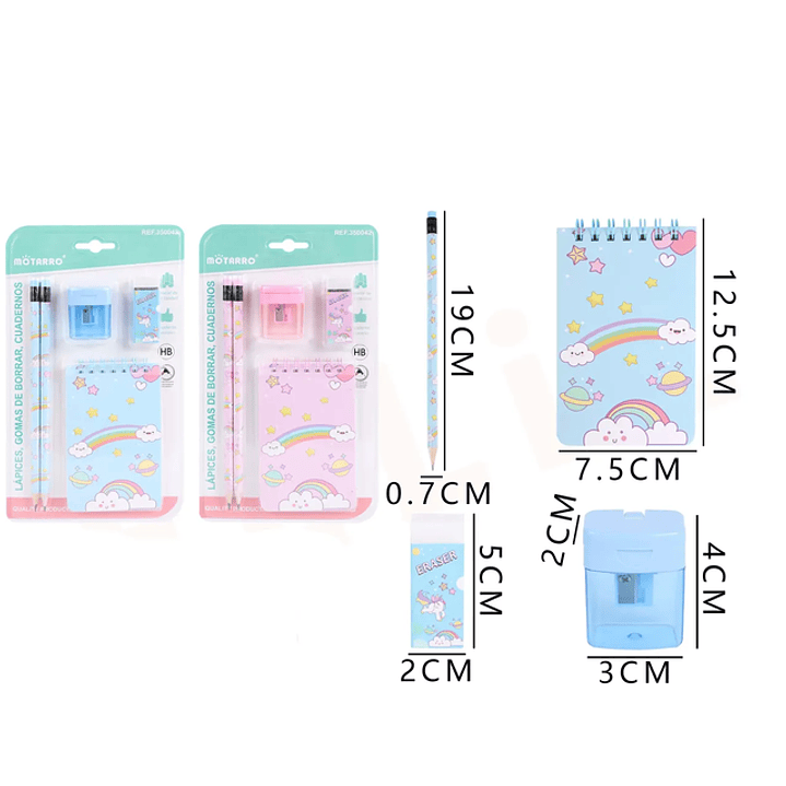 Set de Papeleria arcoiris 5pcs 1