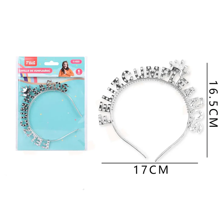 Diadema tipo diamante Plateado 17x16.5cm 1