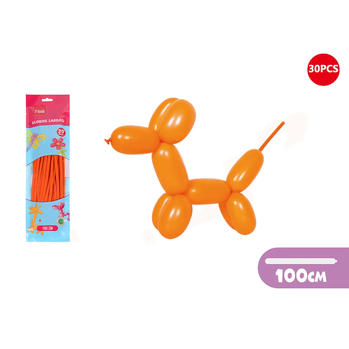 Globos Largos Naranja 100cm 30pcs