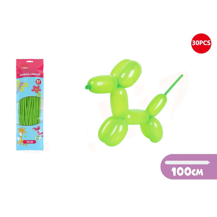 Globos Largos Verde 100cm 30pcs 1
