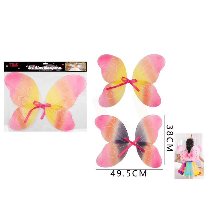 Alas Mariposa Para Fiesta color Atardecer 49.5x38 cm 1