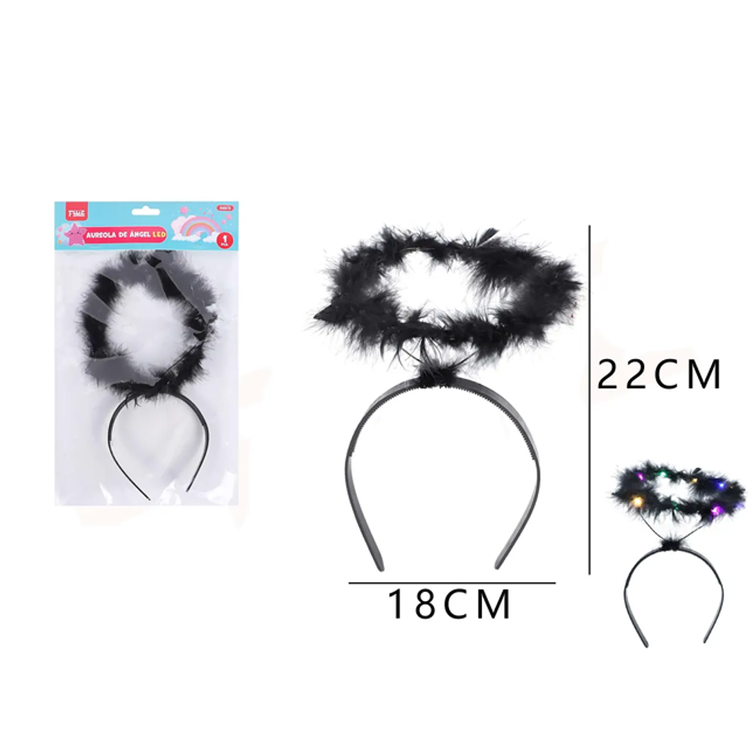 Cintillo Aureola de ángel Negro con Luz 1