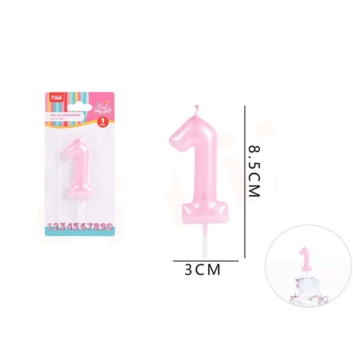 Vela de Cumpleaños Rosado Aperlado 1 1