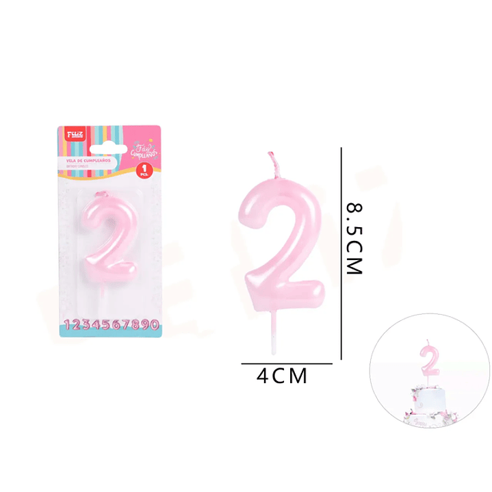 Vela de Cumpleaños Rosado Aperlado 2 1