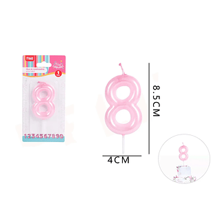 Vela de Cumpleaños Rosado Aperlado 8