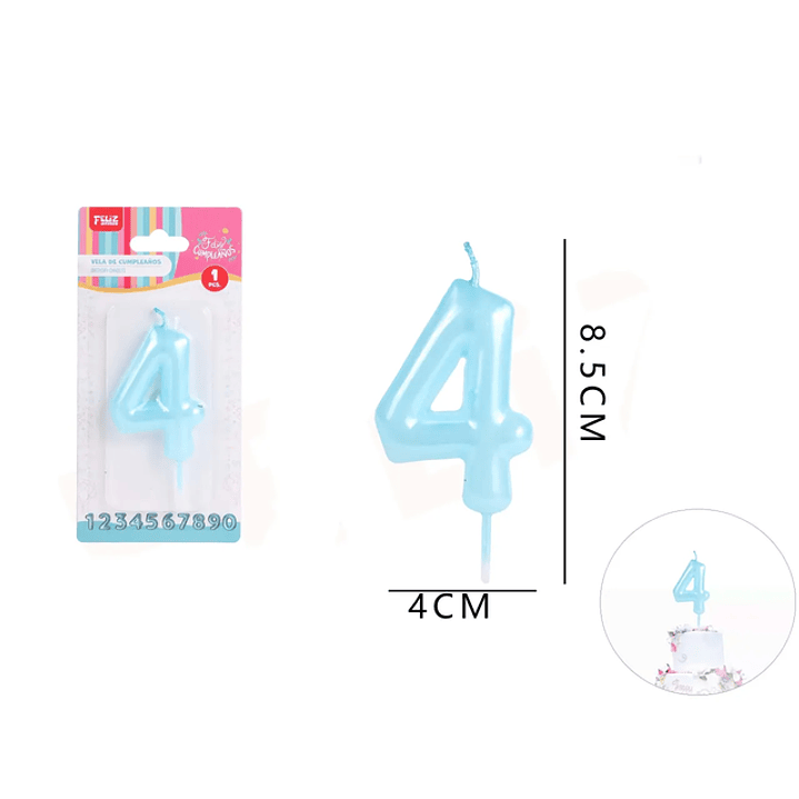 Vela de Cumpleaños Celeste Aperlado 4 1
