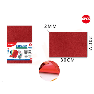 Goma Eva Adhesiva Rojo 30*20cm 