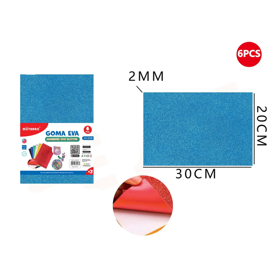 Goma Eva Adhesiva Celeste 30*20cm  1