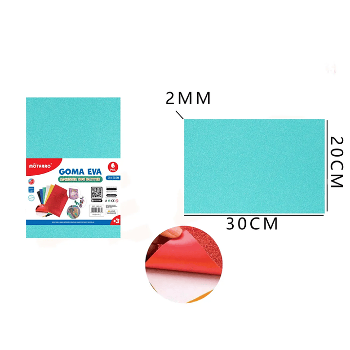 Goma Eva Adhesiva Verde Agua 30*20cm  1