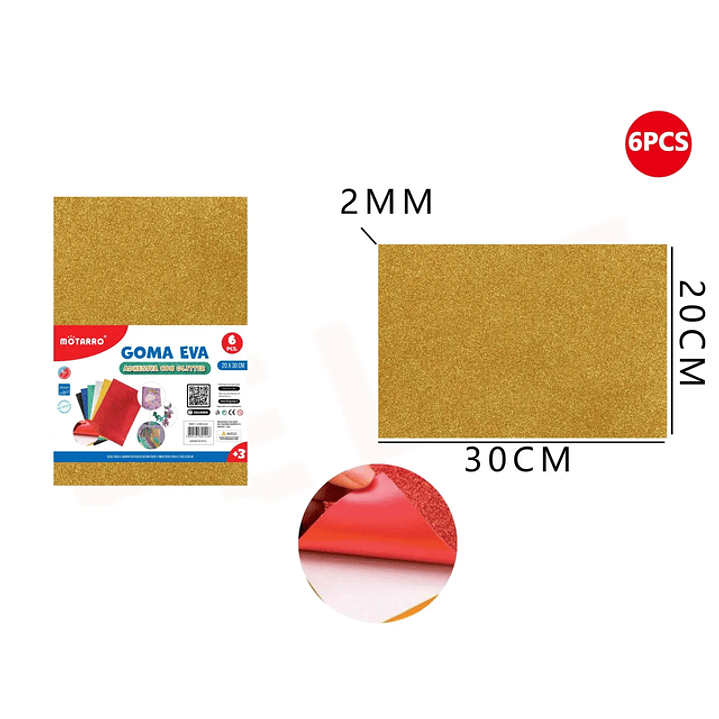Goma Eva Adhesiva Dorado 30*20cm  1