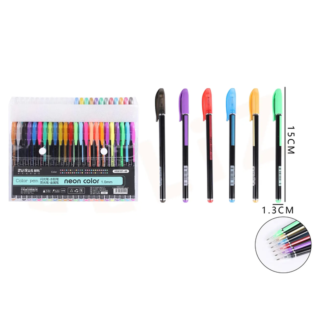 Lapiz fluor neon colores 48 colores 1.3x15 cm 1