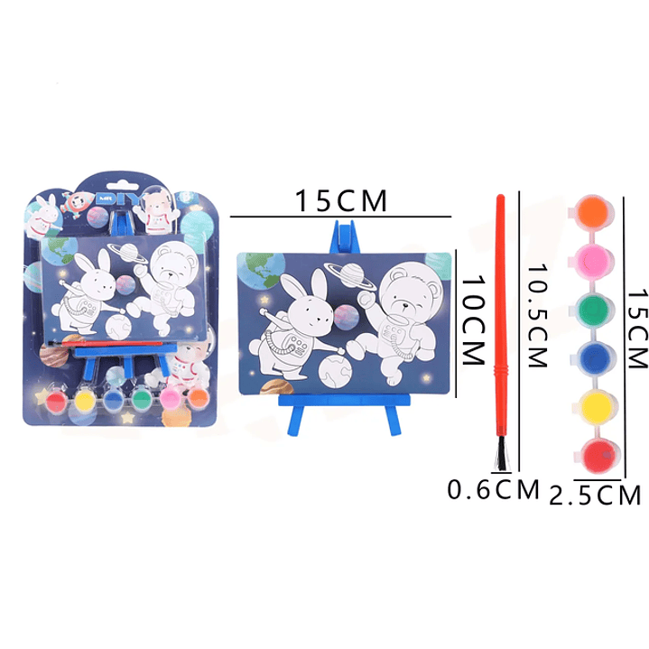 Set de pintura animales astronautas 10x15 cm  1