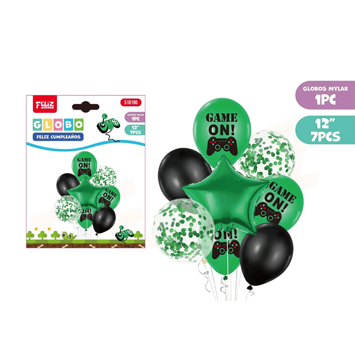 Set de globos gamer verde 1