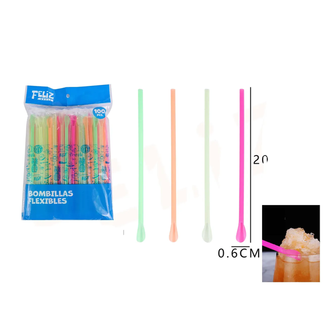 Bombillas plasticas colores 0.6 x 20 cm 100pcs 1