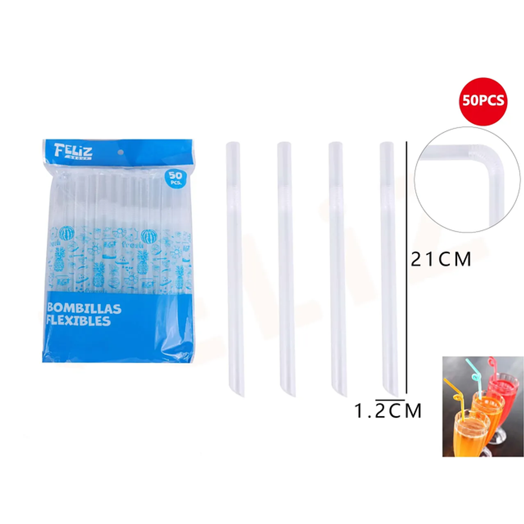 Bombillas plasticas transparente 1.2x21 cm 1