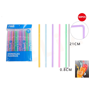 Bombillas plasticas pasteles 0.8x21 cm 50pcs