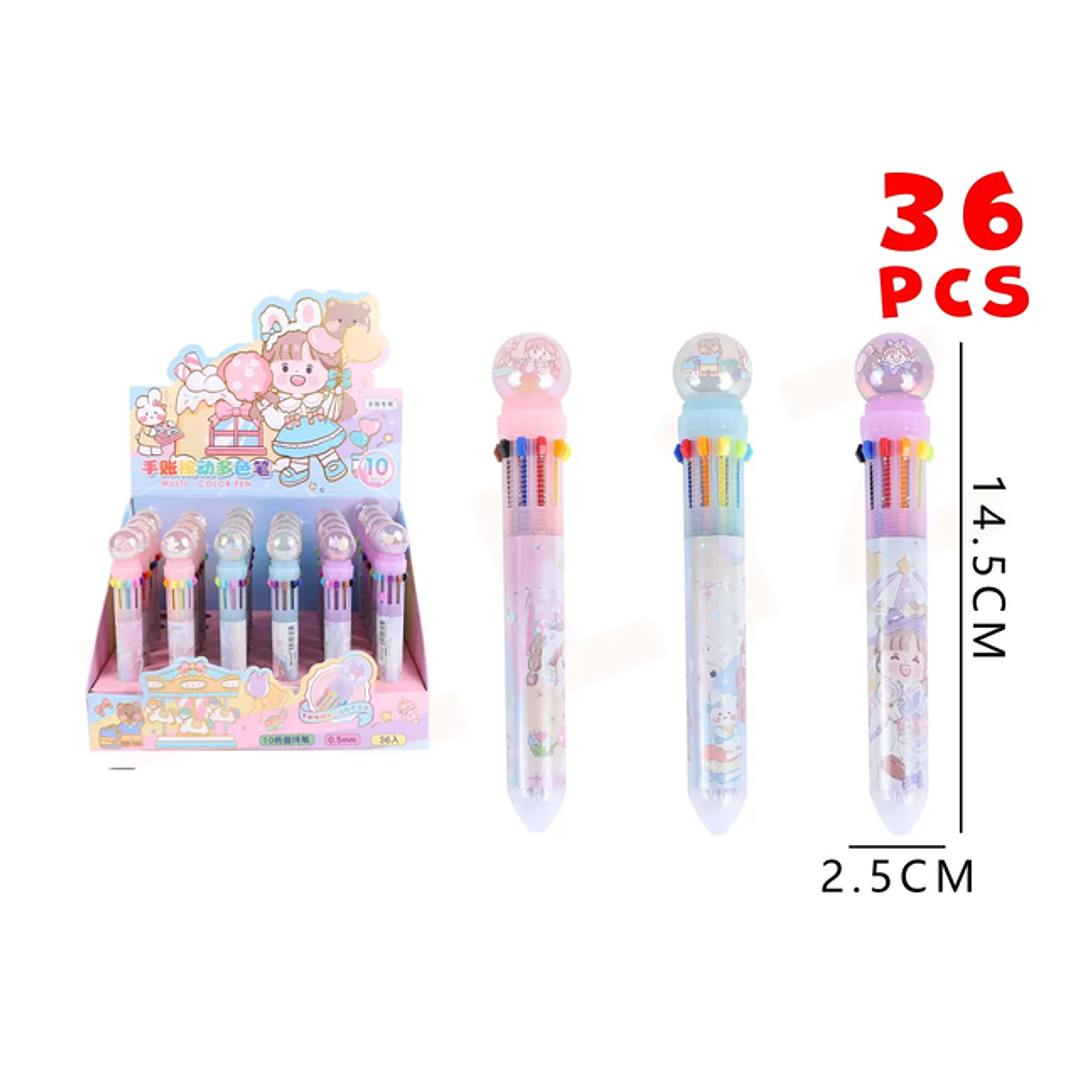 Lapiz Pasta 10 Colores En 1 Kawaii 25145Cm 36Pcs 1