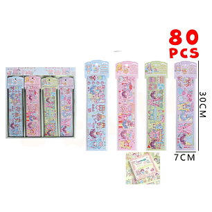 Stickers Autoadhesivos Estilo Kawaii 307Cm 80Pcs