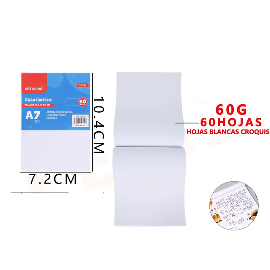 Block de Hoja Blanca 10.4*7.2cm 60Hojas 1