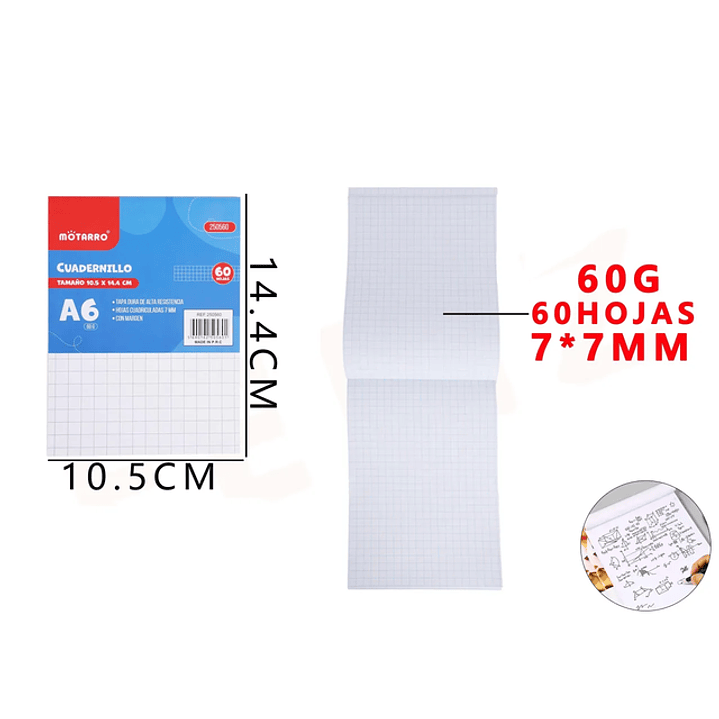Cuadernillo cuadriculado 10.5*14.4cm 7*7Mm 1