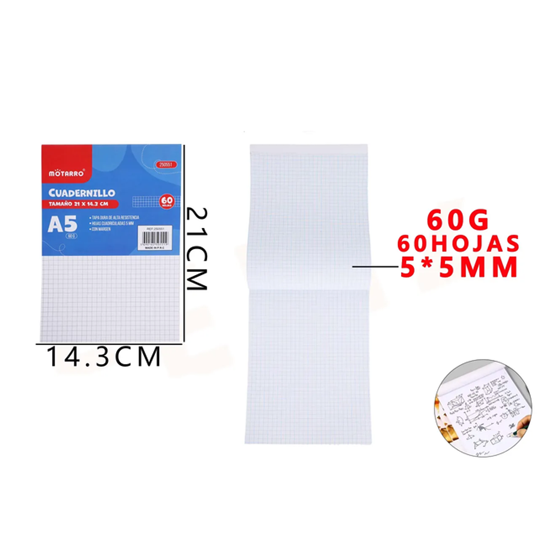Cuadernillo cuadriculado 21*14.3cm 1