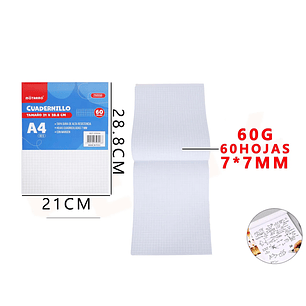 Cuadernillo Escolar Cuadriculado 7 mm – 21×28 cm 60 Hojas