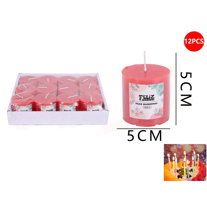 Velas Decorativas Rojas 5x5cm 1