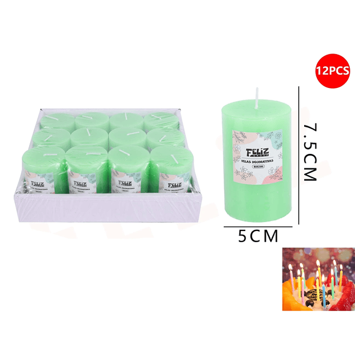 Velas Decorativas Verde 5*7.5cm 1