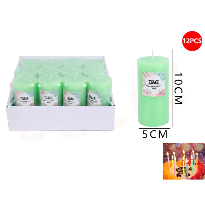 Velas Decorativas Verde 5x10cm 1