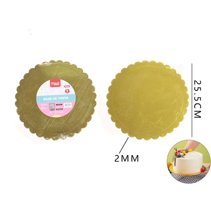 Base de Torta Dorado 25.5cm Espesor 2mm 1