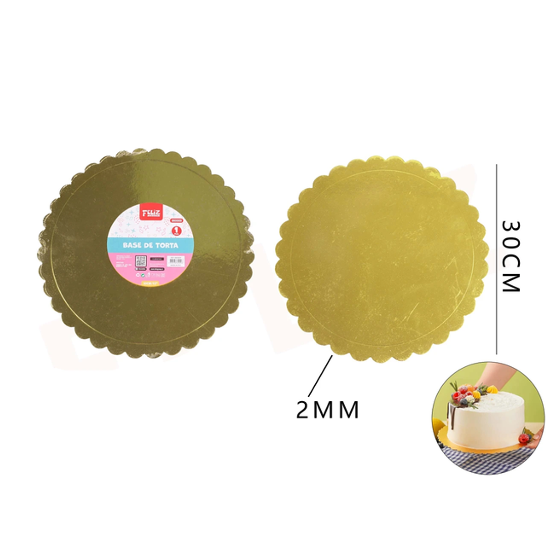 Base De Torta Dorado Flor 30Cm Espesor 2Mm 1