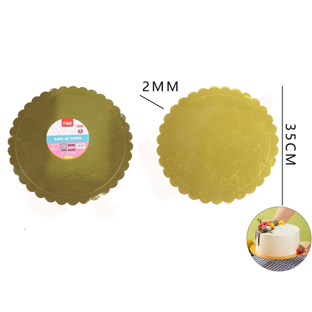 Base De Torta Dorado Flor 35Cm Espesor 2Mm 1